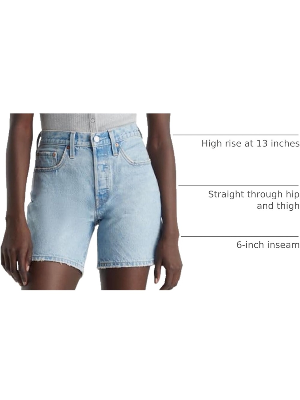 Levi's Light Blue High-Rise Denim 501 mid thigh Shorts - Picture 3 of 11